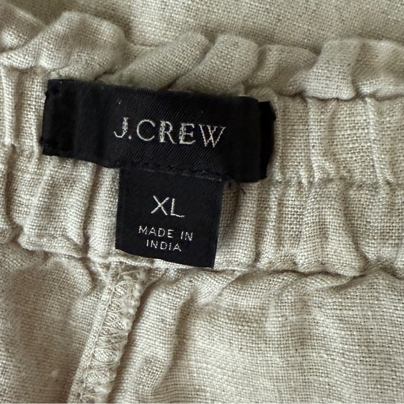 J.Crew Beige with White Stripe Pull on Draw String Linen Pants with pockets - Picture 9 of 10